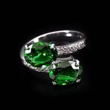 8 x 6 mm 2 pcsnatural green topaz ring silver sterling 925 size 7.0 free resize
