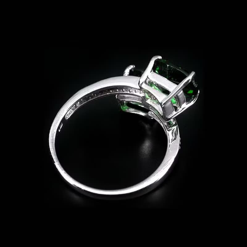 8 x 6 mm 2 pcsnatural green topaz ring silver sterling 925 size 7.0 free resize