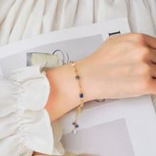 正能量 淨化 x 藍晶石 白水晶 石英石 K金 藍 【繁星點點】 手鍊