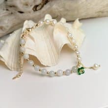 平安吉祥/養顏美容-有錢花緬甸玉珍珠手鍊