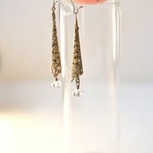 浪漫異國風情~復古通花耳環+施華洛水晶~可轉耳夾