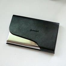 黑色皮革金屬名片夾免費刻字禮盒包裝
