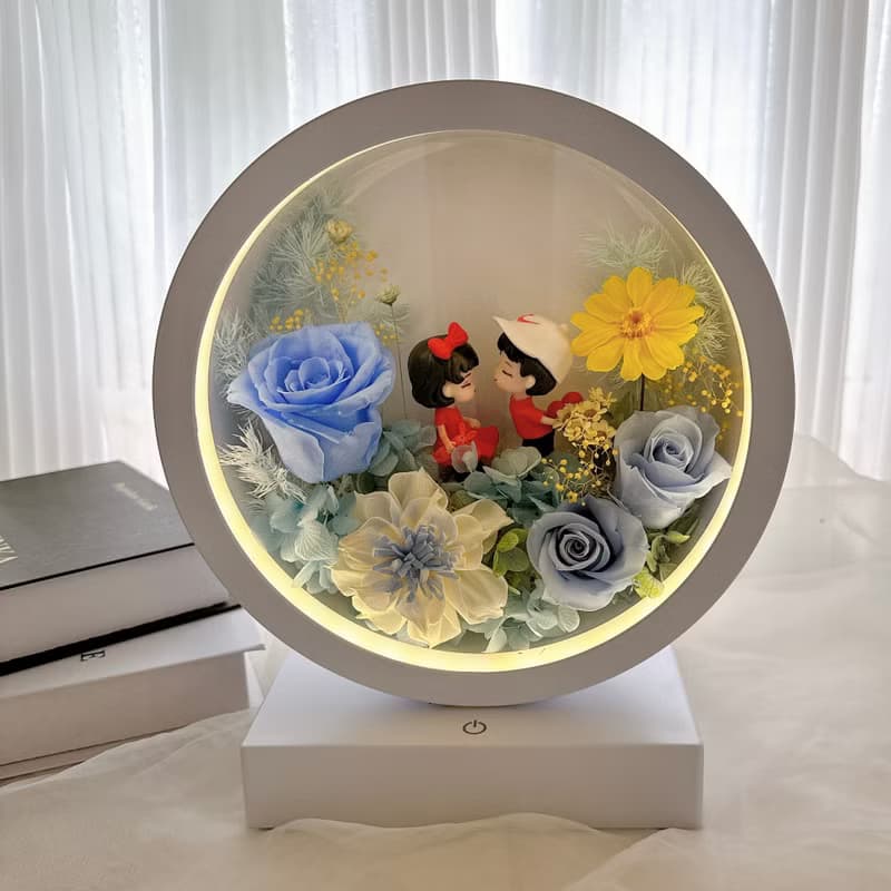 樺坊/花好月圓檯燈/結婚花禮/情侶/夫妻/永生花/桌燈/夜燈