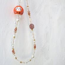 如意吉祥 橙色招財貓 士多啤梨晶 手機掛飾 電話繩 附送連接墊片