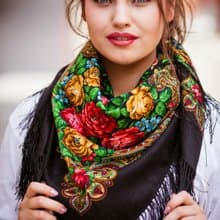 Authentic Pavlovo Posad Russian Shawl Scarf Soft 100% Wool 89x89 cm 779-18