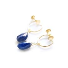 9月誕生石 K10 サファイア(ペアシェイプ) イヤリング~ESPOIR~
