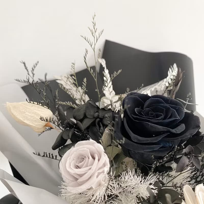 Flora Flower永生玫瑰花束-黑灰