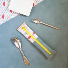 【可放23cm吸管】免水洗餐具袋 內外防水環保餐具袋/筆袋 小紅傘