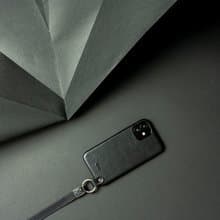 頸掛式皮革防摔手機殼iPhone 12 Mini 黑
