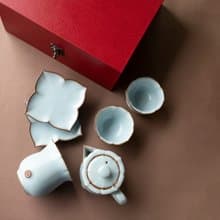 【送禮好物】祥億窯 天青汝窯 幸福茶具組 陶藝名家葉敏祥製