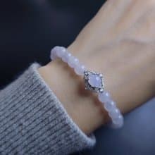 貴人•桃花|夢幻冰紫|緬甸A貨翡翠淡冰粉紫純銀萬用台珠串