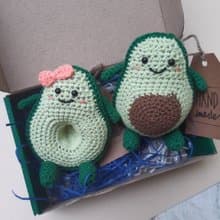 Hand Crochet  Funny Lovers Avocado Set Stuffed Toys Gift for Him Gift for Her