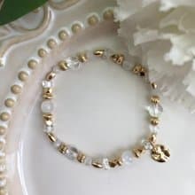 【十二月・桔梗】輝夜姬 | 月光石白水晶手鍊 彈性鍊