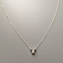 Silver925 CZ Diamond Necklace, April Birthstone , Silver ball Dainty Necklace