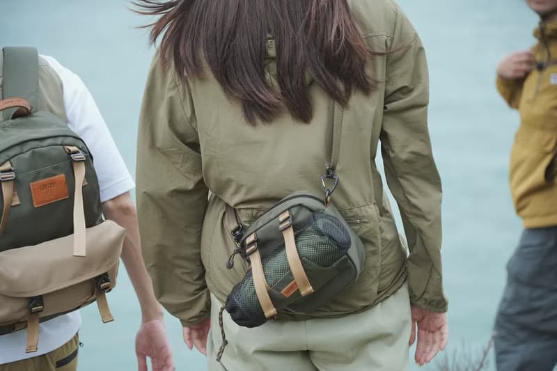 再生面料 戶外小方包 水瓶隨行杯雨傘袋斜背側背包 手機袋 軍綠色