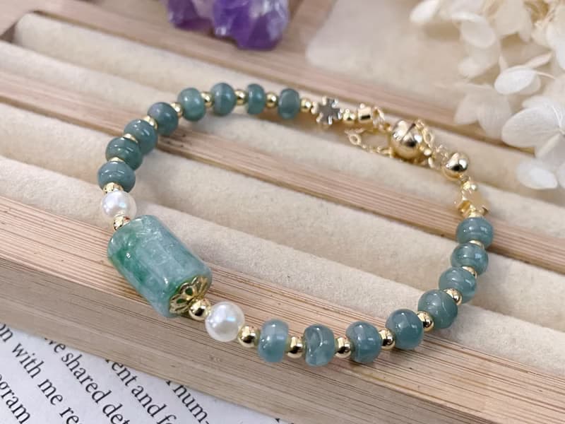 天然A貨翡翠 富貴 平安 藍水 路路通手鍊 珠串