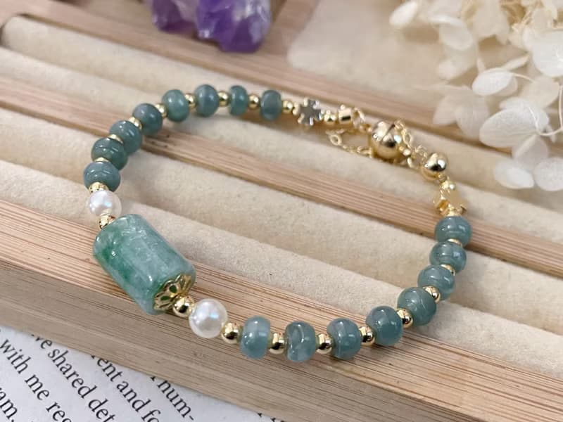 天然A貨翡翠 富貴 平安 藍水 路路通手鍊 珠串