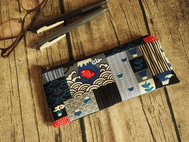 手工製作和風日本富士山圖案 筆袋 眼鏡袋 餐具袋