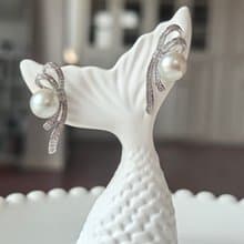 半蝴蝶結 天然海水珍珠 akoya 真多麻  Ab款 純銀耳環