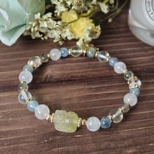 清新薄荷糖-綠石榴石/白幽靈/綠髮晶/藍綠晶/綠螢石/水晶手鍊