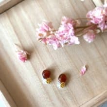 スノー サードオニキス 金継ぎ ピアス ノンホールピアス 天然石 パール オレンジ 橙 ゴールド 金 華やか ギフト プレゼント 贈り物 誕生日 母の日