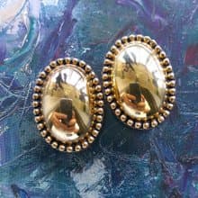 Vintage Jewelry 西洋古董飾品 Liz Claiborne 簡約橢圓 夾式耳環