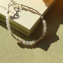 白無垢。月光石鑽切 S925純銀 時髦水晶手鍊