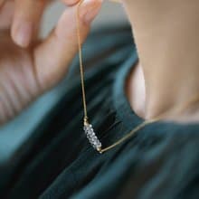 ldyllic淨化 925純銀鍍18k金 天然石白水晶項鍊 鎖骨鍊