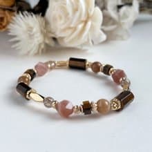 自信能量 黃虎眼 珊瑚玉 橙月光石 天然水晶手鏈 美拉德