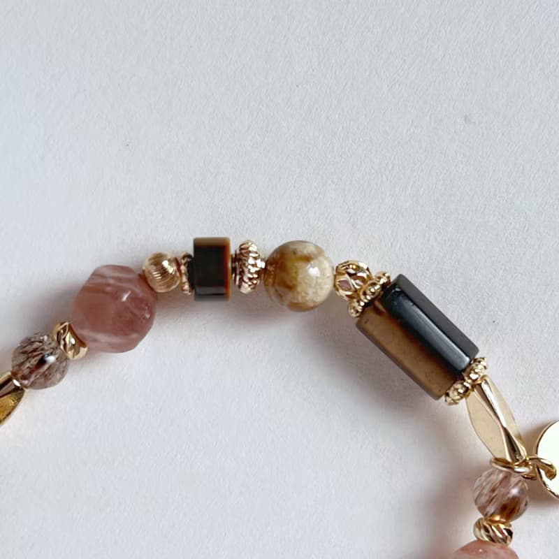 自信能量 黃虎眼 珊瑚玉 橙月光石 天然水晶手鏈 美拉德