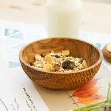 天然柚木碗/碗/飯碗/湯碗-波點款│食用安心不上漆原木製