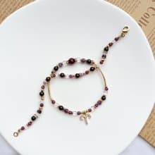 【星座雙鍊 牡羊座】火象星座 紅石榴石 紫水晶 水晶手鍊