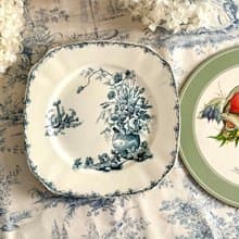 40515- 罕見法國K&G Luneville四方型餐盤 CHAMPÉTRE系列 23.5cm