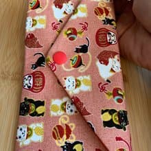 浪漫招財貓-豆沙粉 婚禮  橫式收納袋 衛生棉收納袋 存摺袋