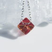 ７月誕生石ガラス(ルビー【プチ】)チェーンネックレス【綿紐、シルバー925選べます】【受注制作】