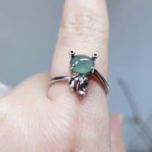 【親翠】天然翡翠 冰綠蛋金魚銀鑲活口戒 畢業禮物