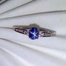 Natural star sapphier ring silver sterling birthday size 7.0 free resize