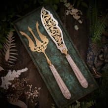 19世紀末 Louis XVI 復興風格法國純銀柄 雙色魚餐具組