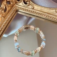 【水晶手鍊 / 春雨 】葡萄石 白玉髓  瑪瑙 托帕石 茶西瓜晶