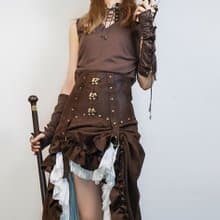 蒸汽朋克 steampunk穿繩抽帶 復古半指手袖