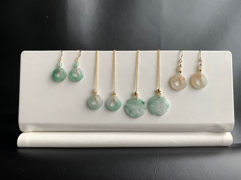 天然緬甸玉翡翠耳環 14kgf注金耳線 14KGF 平安扣甜甜圈