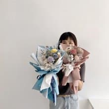 Flora Flower乾燥花束-木棉藍粉色系