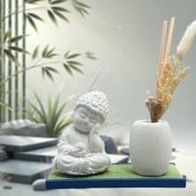 禪風設計 仿真榻榻米版香氛組 淨念吉祥之小佛靜性 居家涼感提升