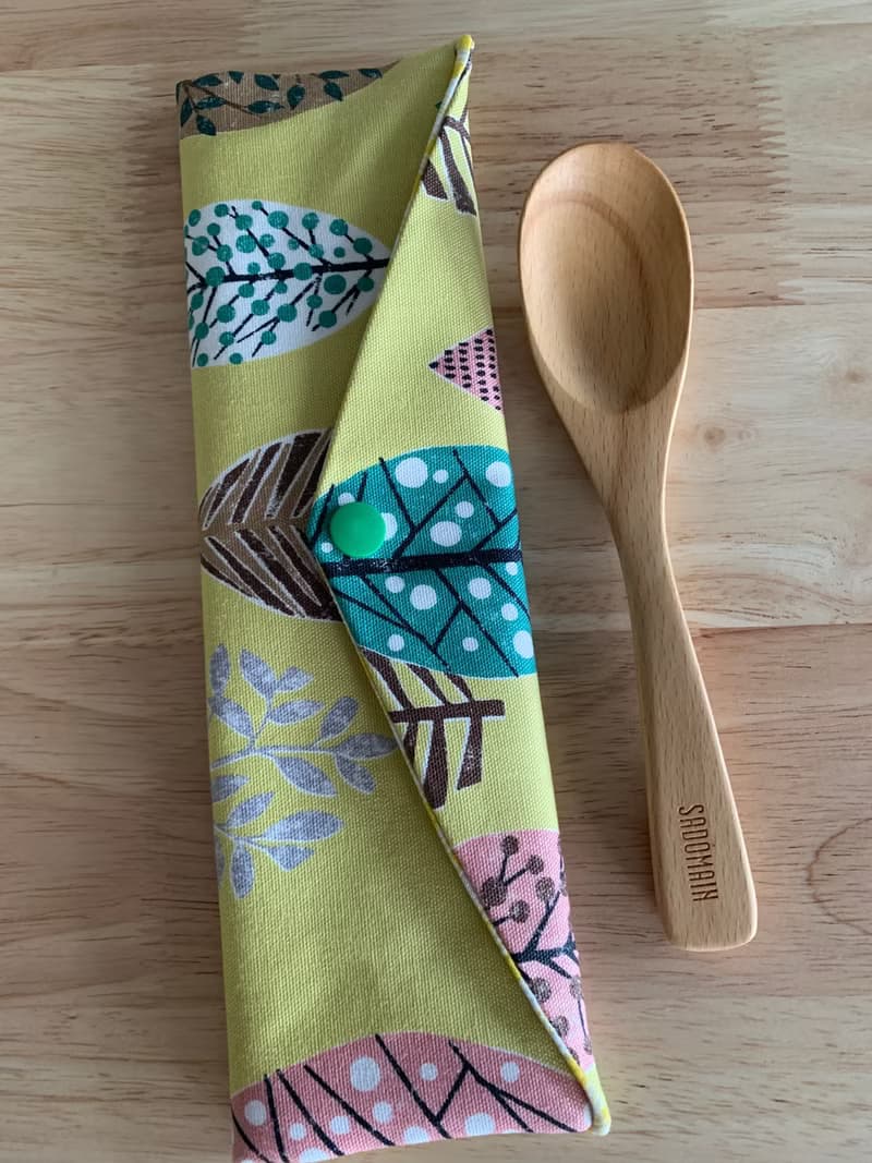 文青風環保纯棉筷袋 開心花兒 芥末黃 浪漫 日本 潮物 收纳 手作