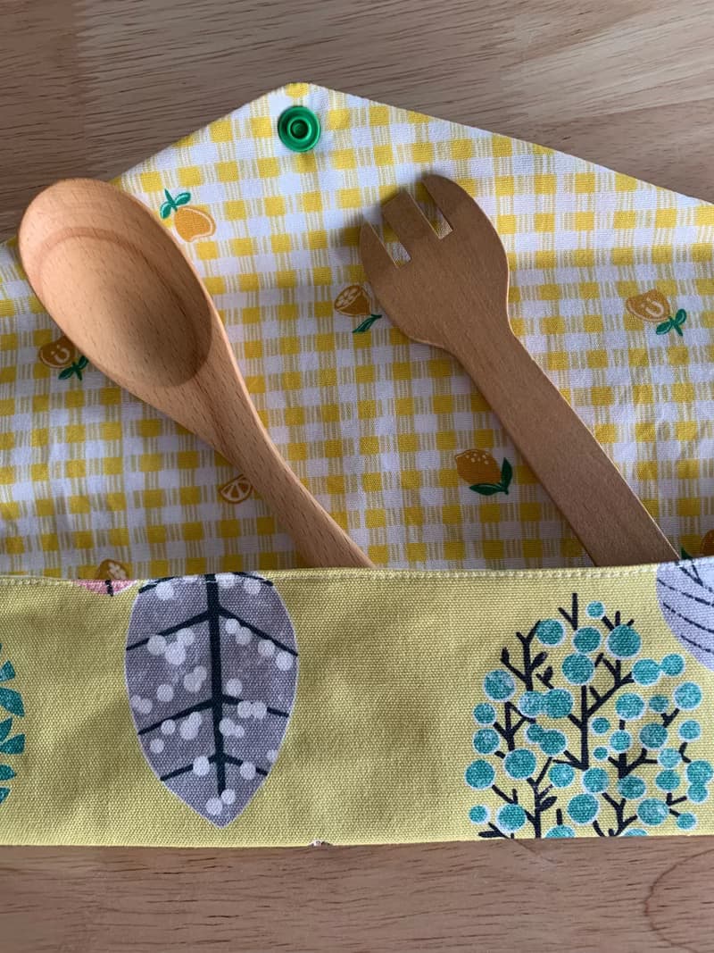 文青風環保纯棉筷袋 開心花兒 芥末黃 浪漫 日本 潮物 收纳 手作