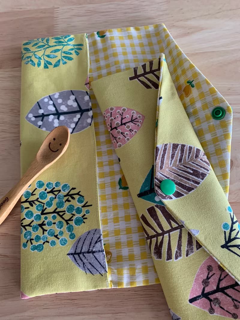 文青風環保纯棉筷袋 開心花兒 芥末黃 浪漫 日本 潮物 收纳 手作