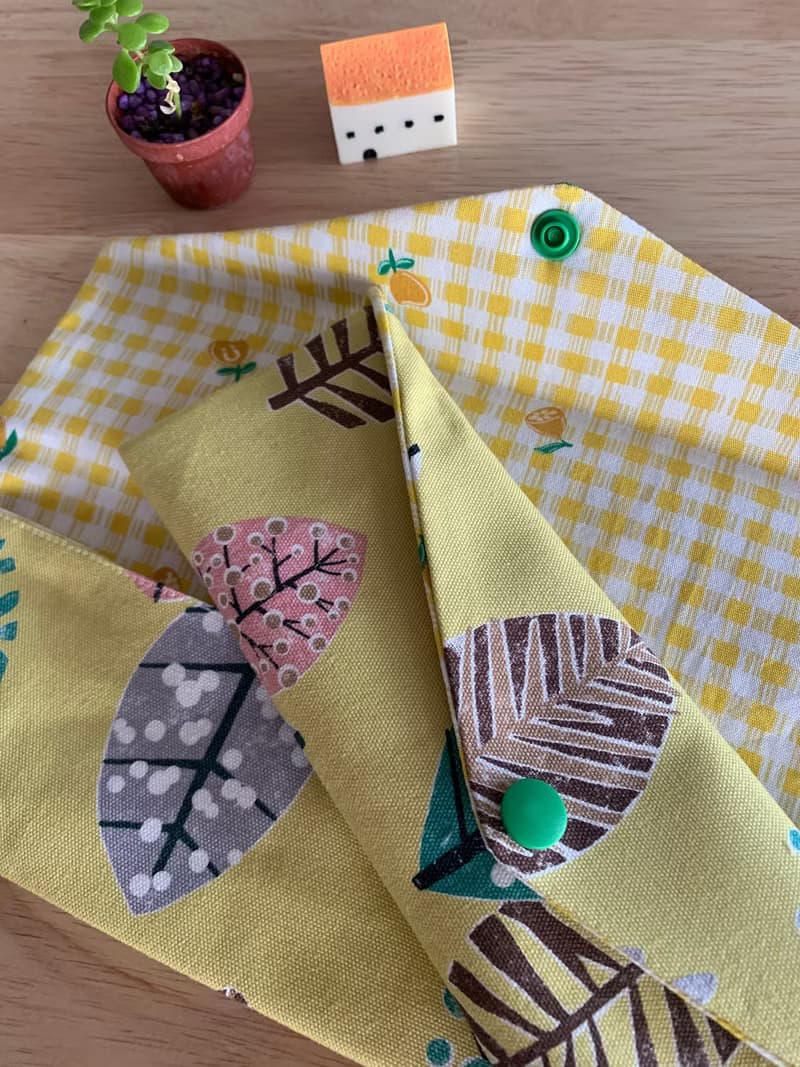 文青風環保纯棉筷袋 開心花兒 芥末黃 浪漫 日本 潮物 收纳 手作