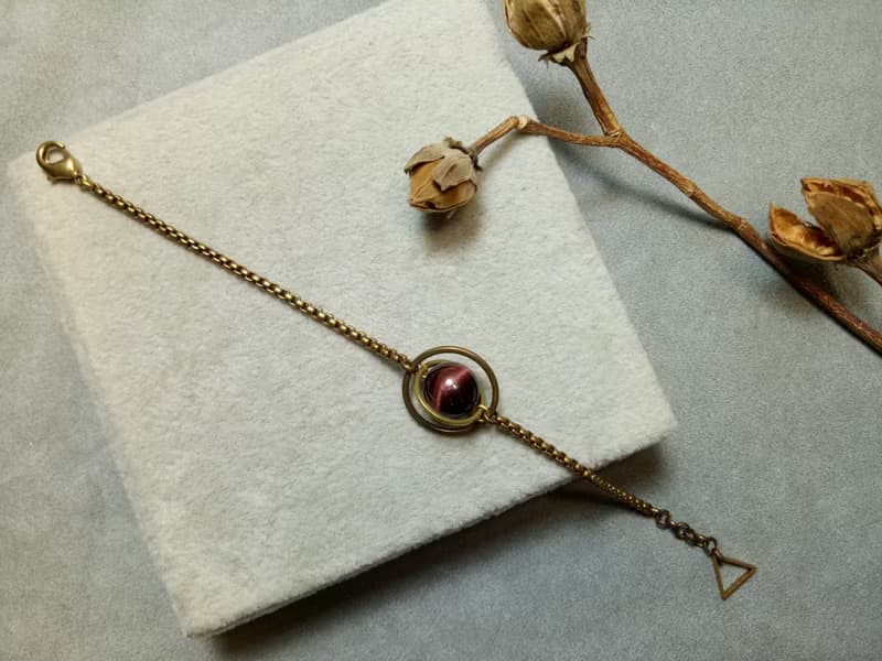 火星-紅虎眼黃銅手鍊-Universe galaxy