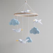 Seagull mobile, ocean nursery decor, naitucal baby shower