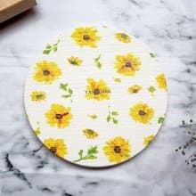酒精墨水圖案小雛菊  吸水杯墊/珪藻土杯墊/矽藻土